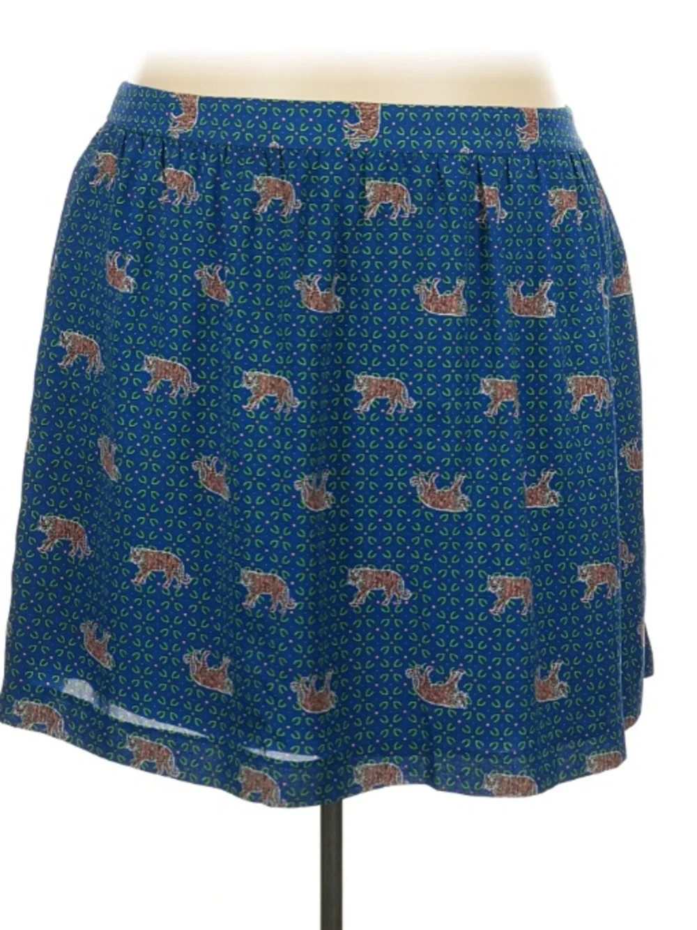 J.Crew Mercantile Bengal Tiger Print Mini Skirt Size 14 Blue Boho Preppy